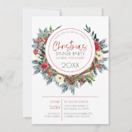 Cartão De Festividades Guirlanda de flores de Natal com galhadas de veado