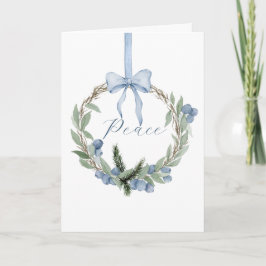 Cartão De Festividades Guirlanda de Inverno Azul Aguarela Winterberry