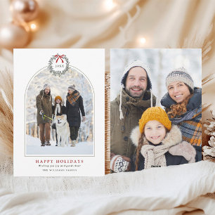 Cartão De Festividades Guirlanda de Natal Simples Arqueada Família 2 Foto