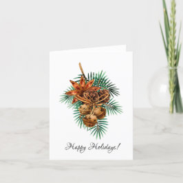 Cartão De Festividades Guirlanda de Pinhas de Natal Arte em Aquarela 