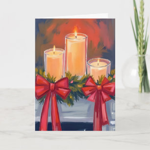 Cartão De Festividades Guirlanda de Velas de Natal Pintura em Aquarela