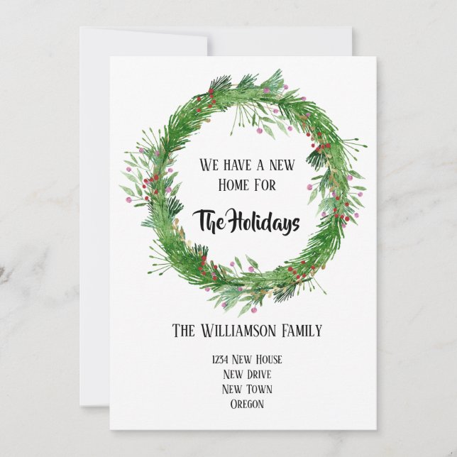 Cartão De Festividades Guirlanda Desenhada à Mão Nova Casa para as Festiv (Frente)