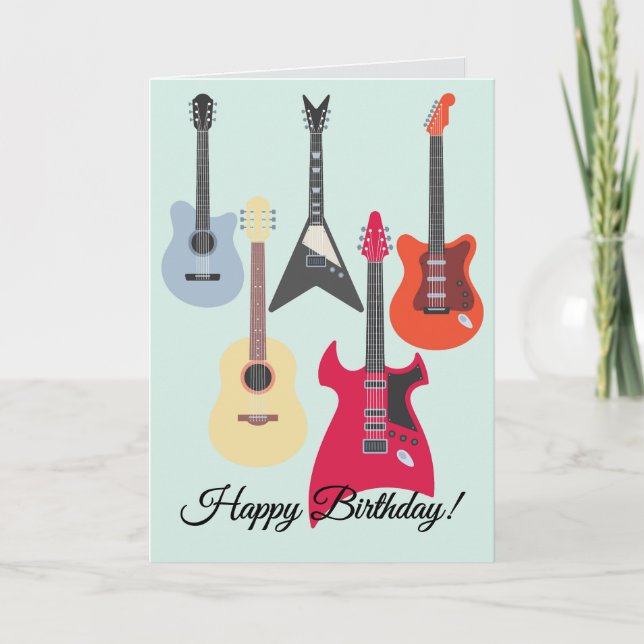 Cartão De Festividades Guitar Rockin Good Time Happy Birday Card (Frente)