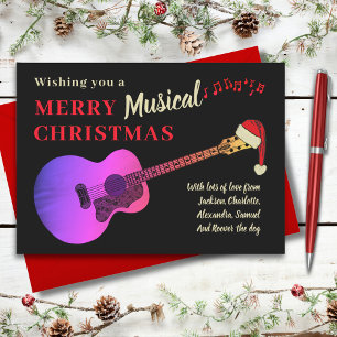 Cartão De Festividades Guitarra de Natal Personalizada
