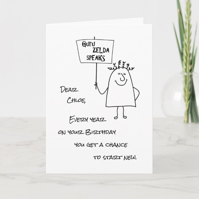 Cartão De Festividades Guru Zelda Fala Feliz Aniversário Novo Saudação (Frente)
