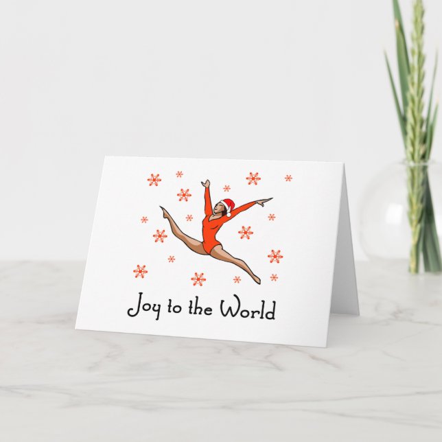 Cartão De Festividades Gymnast Joy to the World (Frente)
