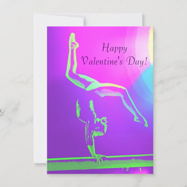 Cartão De Festividades Gymnast Valentine's Day Card (Frente)