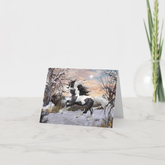 Cartão De Festividades Gypsy Vanner Horse Holiday Card (Frente)