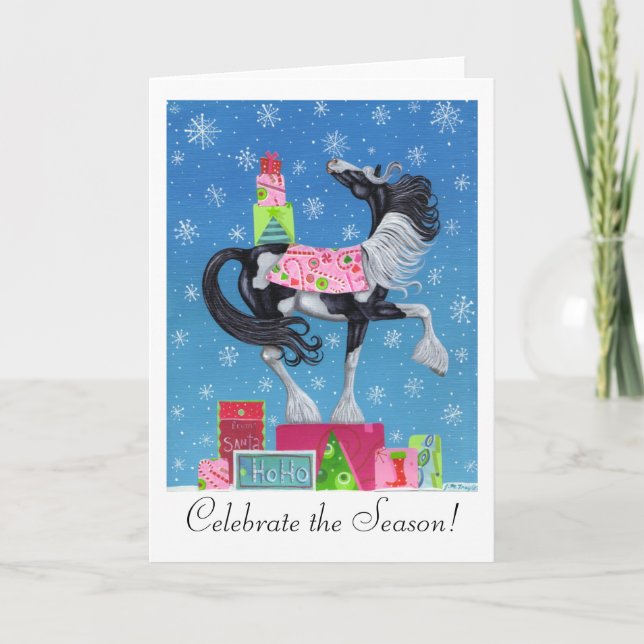 Cartão De Festividades Gypsy Vanner Whimsical Christmas Card (Frente)
