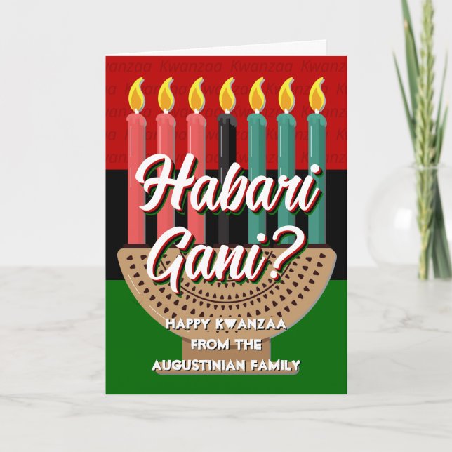 Cartão De Festividades HABARI GANI Personalizou Kwanzaa (Frente)