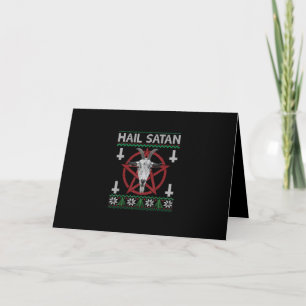 Cartão De Festividades Hail Satan Goat Head Pentagram Funny Satanic Ugly
