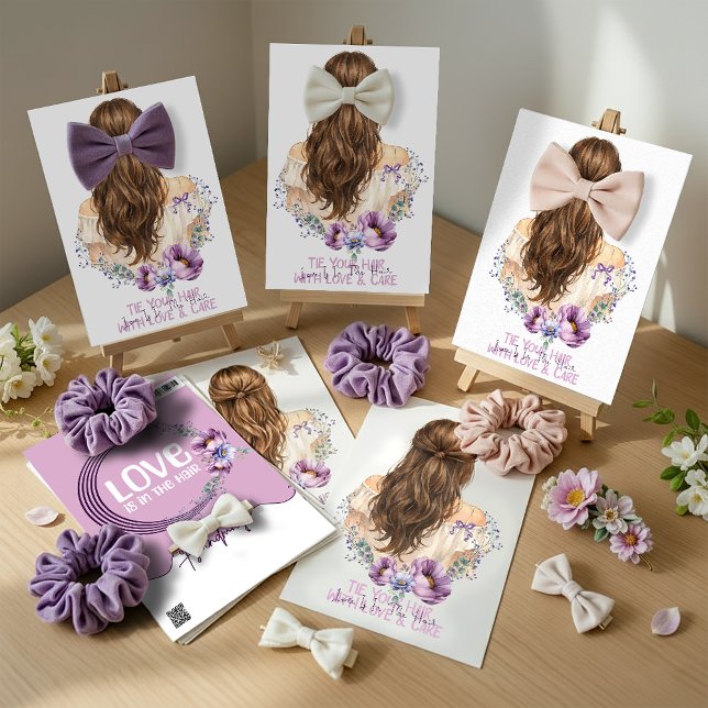Cartão De Festividades Hair Clip & Scrunchie Display Card  Floral Boutiqe (hair clip display cards )