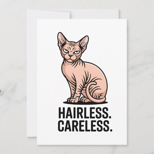 Cartão De Festividades Hairless Careless Sphynx Cat Attitude Art (Frente)