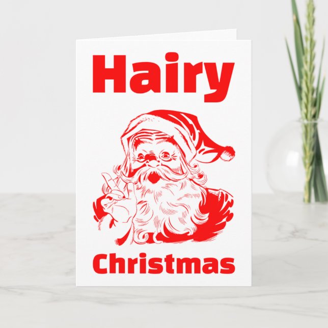Cartão De Festividades Hairy Christmas Red Papai Noel (Frente)
