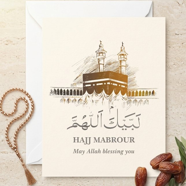 Cartão De Festividades Hajj Mabrour Card Islâmico Labayka Allahouma (Criador carregado)