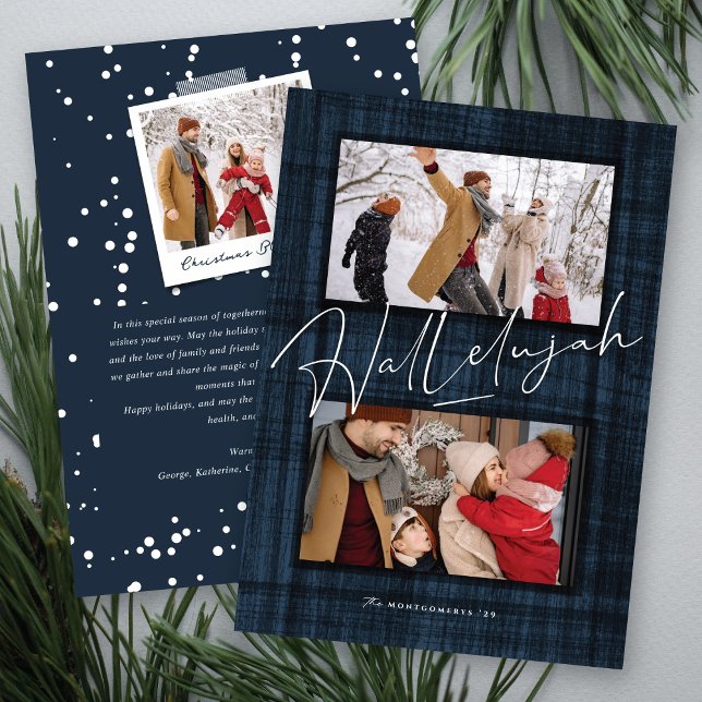 Cartão De Festividades Hallelujah Script Religião Natal 2 Foto (Criador carregado)