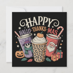 Cartão De Festividades Hallothanksmas Dia das Bruxas Dia de Ação de Graça