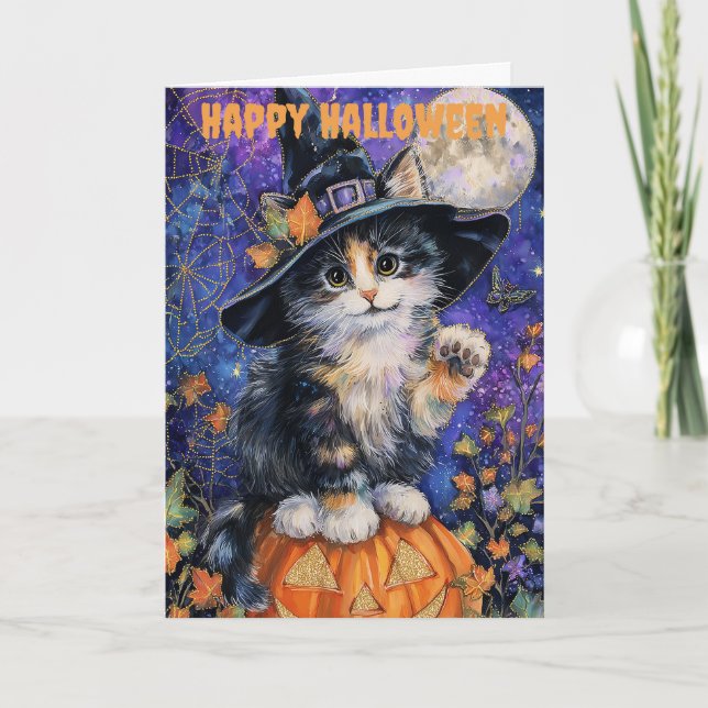 Cartão De Festividades Halloween Abyssinian Cat (Frente)