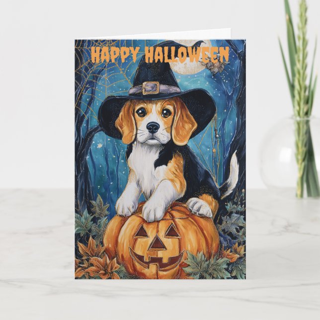 Cartão De Festividades Halloween Beagle (Frente)