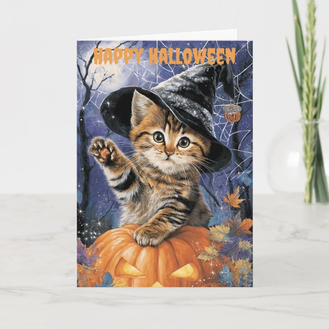 Cartão De Festividades Halloween Bengal Cat (Frente)