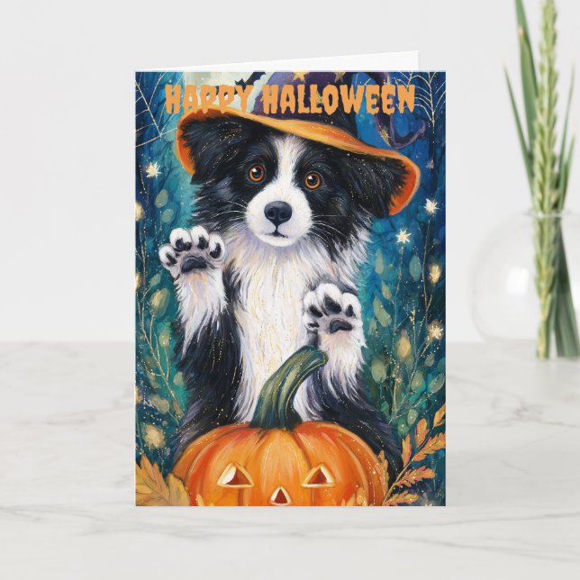 Cartão De Festividades Halloween Border Collie Dog (Frente)