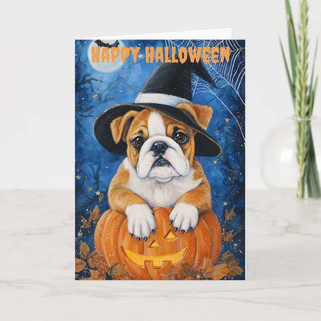 Cartão De Festividades Halloween Bulldog Dog (Frente)