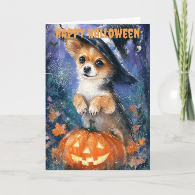 Cartão De Festividades Halloween Chihuahua Dog (Frente)