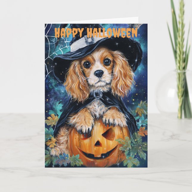 Cartão De Festividades Halloween Cocker Spaniel Dog (Frente)