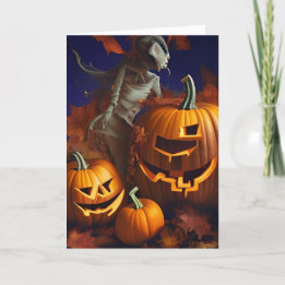 Cartão De Festividades Halloween Fall Equinox Samhain Fantasy Fall outono