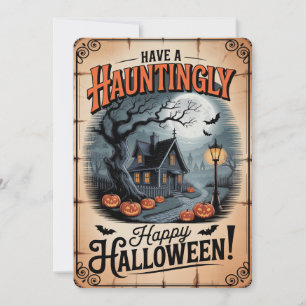 Cartão De Festividades "Halloween Felizmente Assombrado" Casa Assustadora