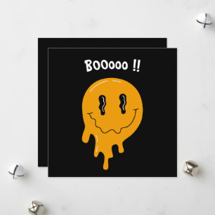 Cartão De Festividades Halloween Fofinho fantasma laranja ☜ Quadrado pers