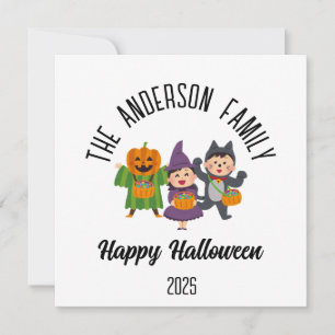 Cartão De Festividades Halloween Fofo ou Truque Personalizado Nome