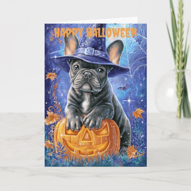 Cartão De Festividades Halloween French Bulldog Dog (Frente)