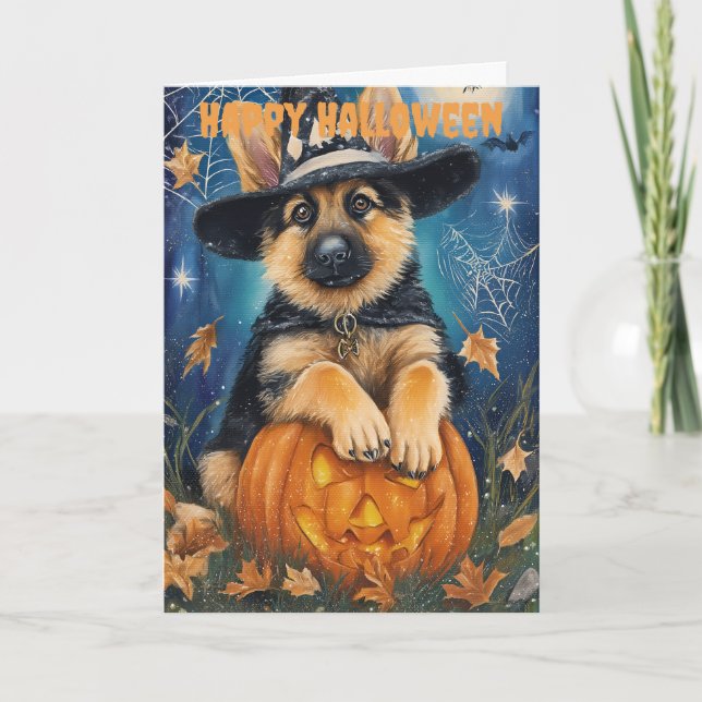 Cartão De Festividades Halloween German Shepherd Dog (Frente)