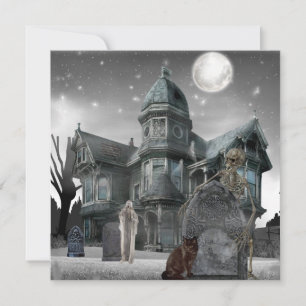 Cartão De Festividades Halloween Graveyard Haunted House
