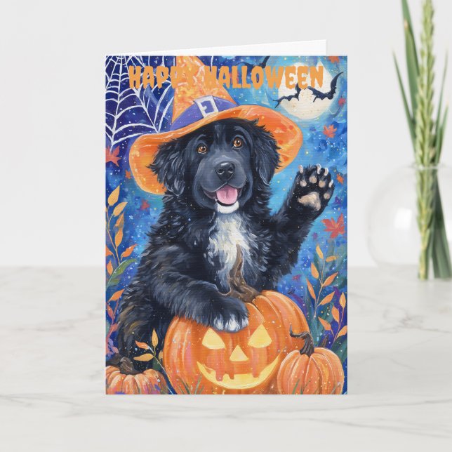 Cartão De Festividades Halloween Newfoundland Dog (Frente)