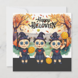 Cartão De Festividades Halloween para Festa de Jogadores de Pickleball