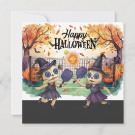 Cartão De Festividades Halloween para Festa de Jogadores de Pickleball 