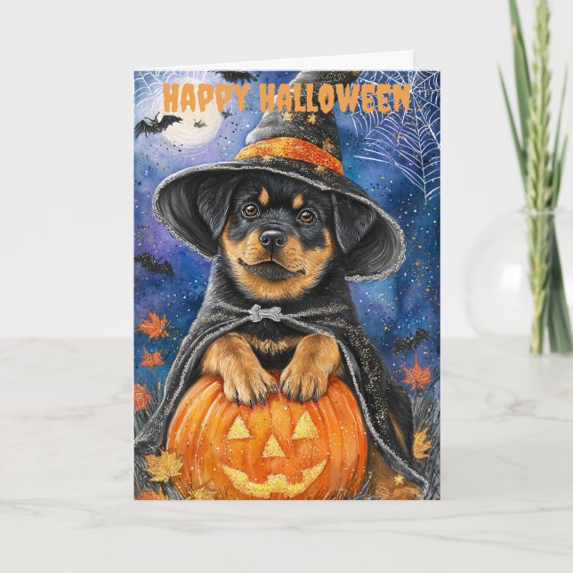 Cartão De Festividades Halloween Rottweiler Dog (Frente)