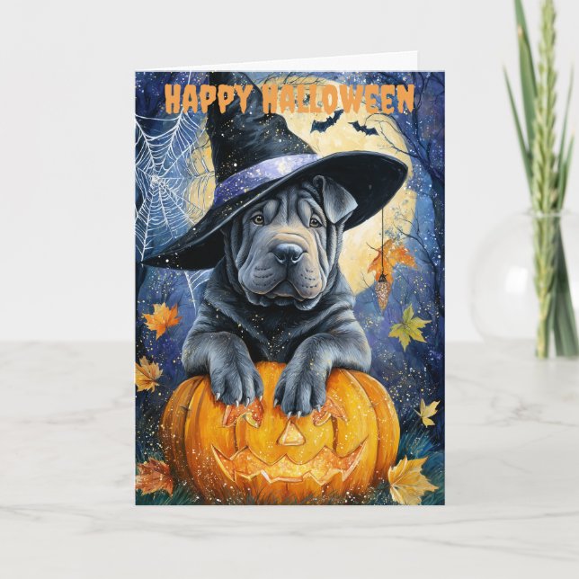 Cartão De Festividades Halloween Shar Pei Dog (Frente)