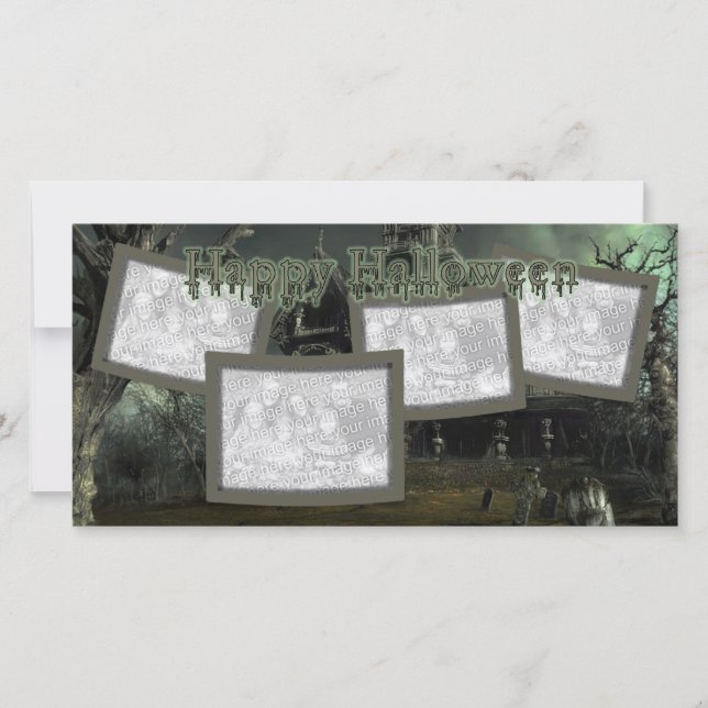 Cartão De Festividades Halloween Spooky Haunted House (Frente)