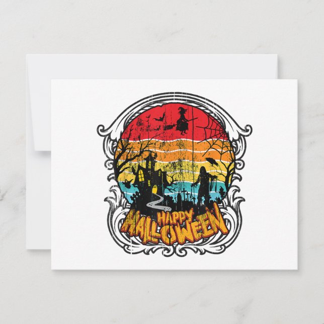 Cartão De Festividades Halloween Vintage Retro - Halloween Vintage (Frente)