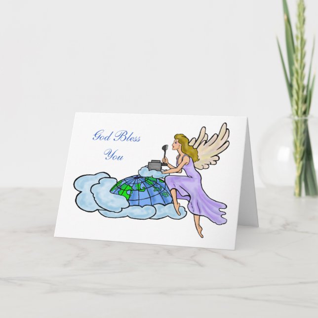 Cartão De Festividades Ham Radio Angel Christmas Card Personalize-O! (Frente)