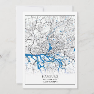 Cartão De Festividades Hamburg Deutschland Germany City Map Coordinates