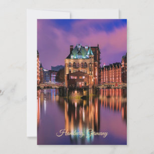 Cartão De Festividades Hamburgo, Alemanha à noite