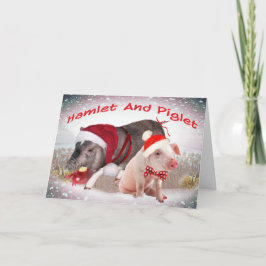 Cartão De Festividades Hamlet e Piglet Feliz Natal