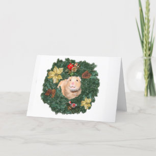 Cartão De Festividades Hamster and Christmas wreath