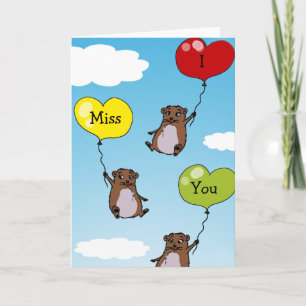Cartão De Festividades Hamster balloons, I miss you