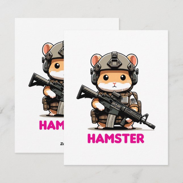 Cartão De Festividades Hamster Tático (Frente/Verso)