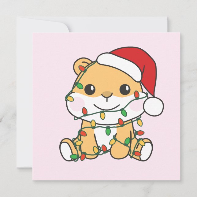 Cartão De Festividades Hamsters de Natal de Hamster de Férias de Inverno (Frente)